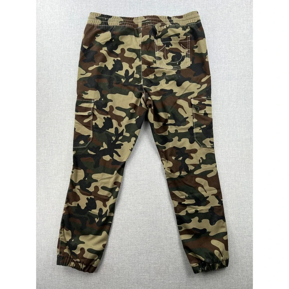 True Religion Camo Cargo Jogger Pants Mens Large Green Brown Hunting Streetwear